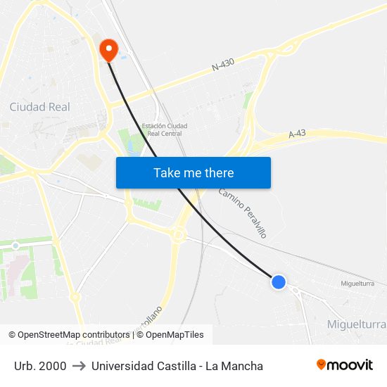 Urb. 2000 to Universidad Castilla - La Mancha map