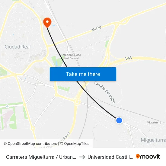 Carretera Miguelturra / Urbanización 2000 (Frente) to Universidad Castilla - La Mancha map