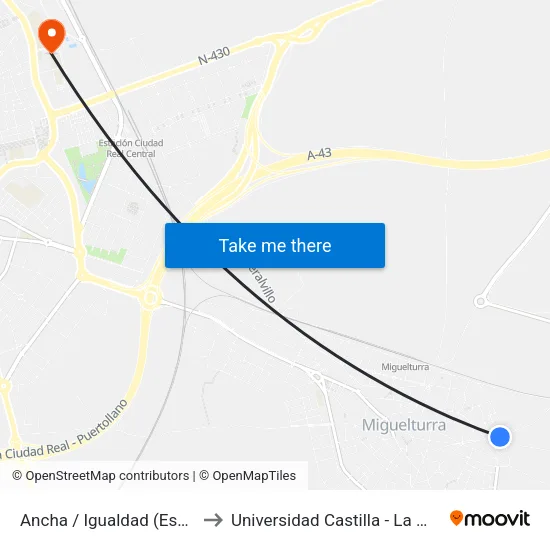 Ancha / Igualdad (Esquina) to Universidad Castilla - La Mancha map