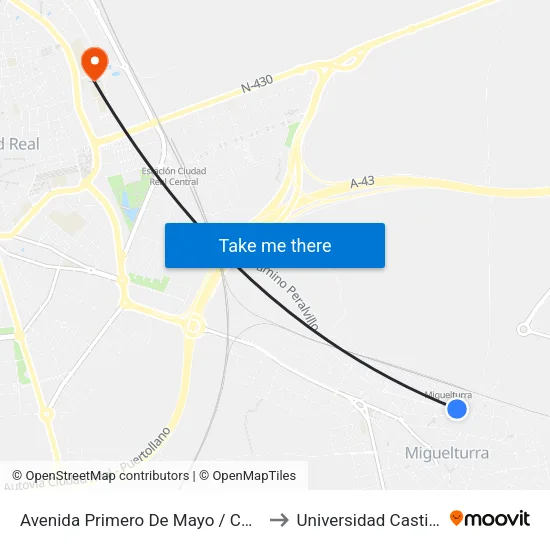 Avenida Primero De Mayo / Colegio Clara Campoamor to Universidad Castilla - La Mancha map