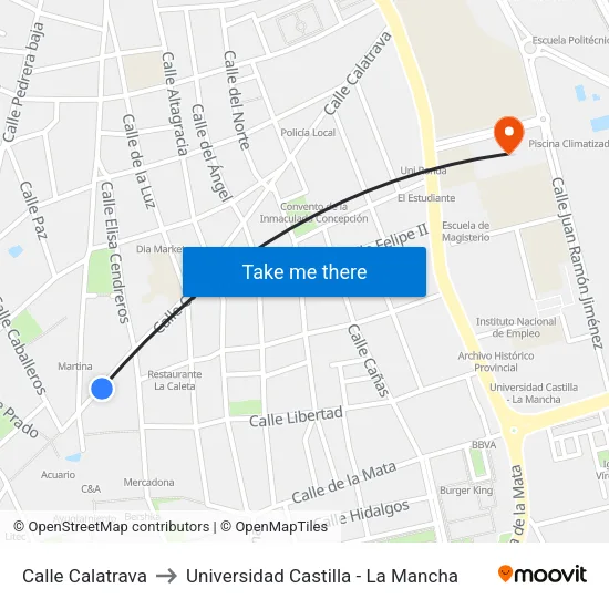 Calle Calatrava to Universidad Castilla - La Mancha map