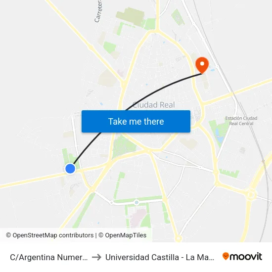 C/Argentina Numero 2 to Universidad Castilla - La Mancha map