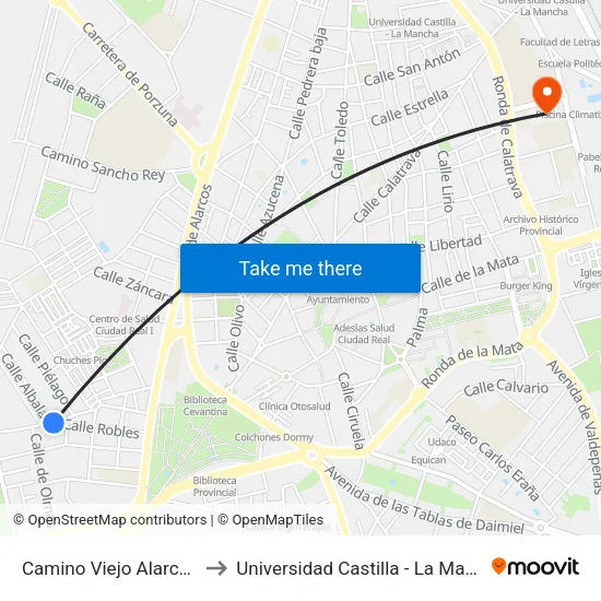 Camino Viejo Alarcos 5 to Universidad Castilla - La Mancha map