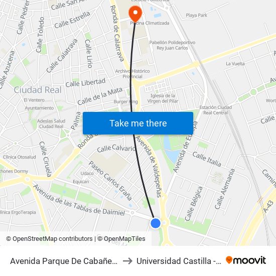 Avenida Parque De Cabañeros Gasolinera to Universidad Castilla - La Mancha map