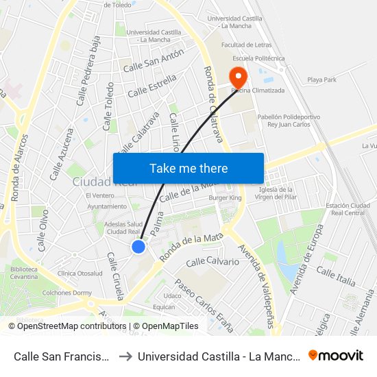 Calle San Francisco to Universidad Castilla - La Mancha map