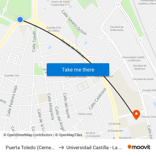Puerta Toledo (Cementerio) to Universidad Castilla - La Mancha map