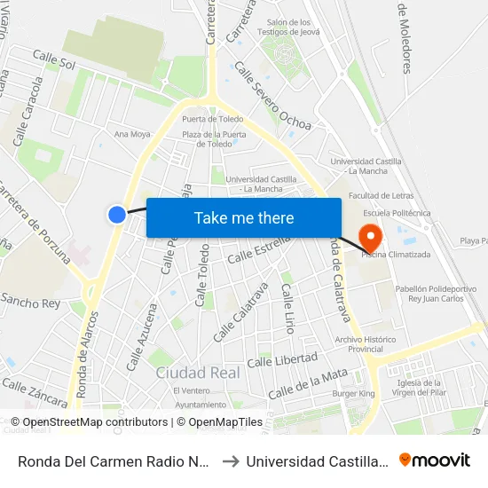 Ronda Del Carmen Radio Nacional Española to Universidad Castilla - La Mancha map