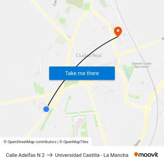Calle Adelfas N 2 to Universidad Castilla - La Mancha map