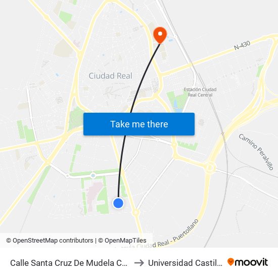 Calle Santa Cruz De  Mudela Con Calle Puerto Lapice to Universidad Castilla - La Mancha map