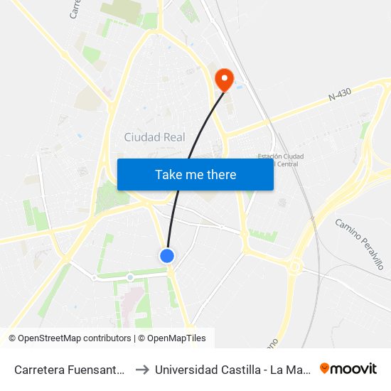 Carretera Fuensanta 65 to Universidad Castilla - La Mancha map