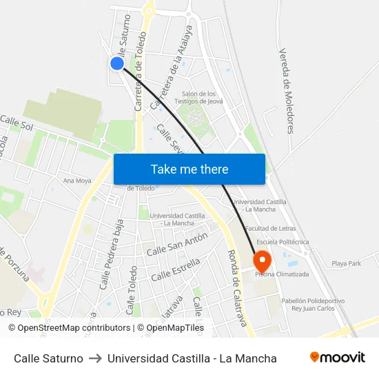 Calle Saturno to Universidad Castilla - La Mancha map