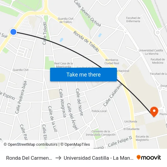 Ronda Del Carmen 21 to Universidad Castilla - La Mancha map