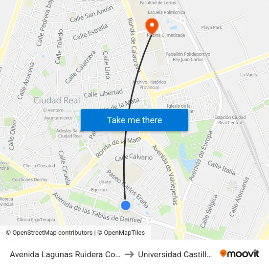 Avenida Lagunas Ruidera Con Pais Valenciano to Universidad Castilla - La Mancha map