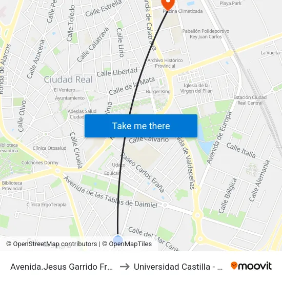 Avenida.Jesus Garrido Frente Burgos to Universidad Castilla - La Mancha map