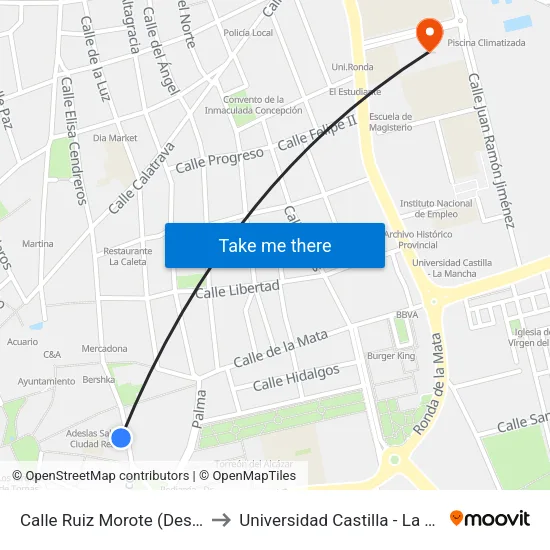 Calle Ruiz Morote (Despensa) to Universidad Castilla - La Mancha map