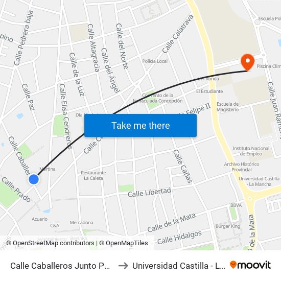 Calle Caballeros Junto Pasaje Perez to Universidad Castilla - La Mancha map