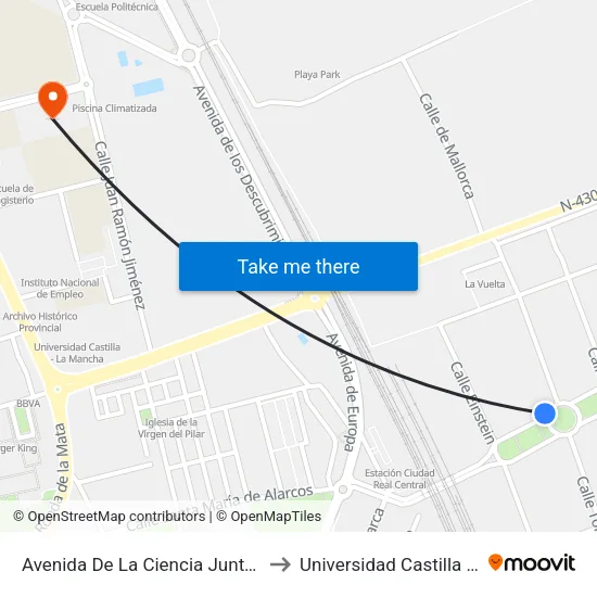 Avenida De La Ciencia Junto Concesionario to Universidad Castilla - La Mancha map