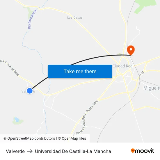 Valverde to Universidad De Castilla-La Mancha map
