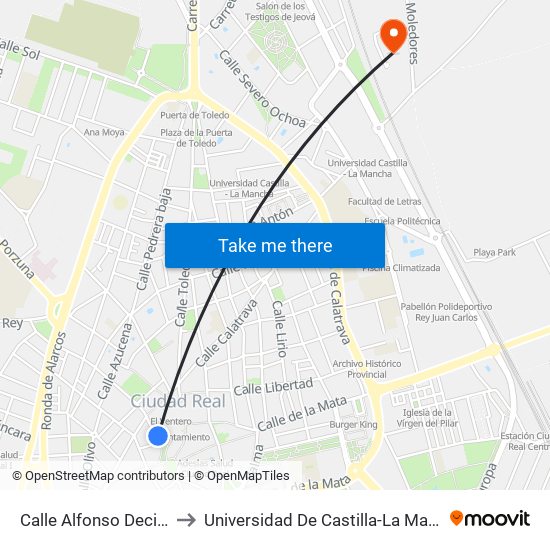 Calle Alfonso Decimo to Universidad De Castilla-La Mancha map