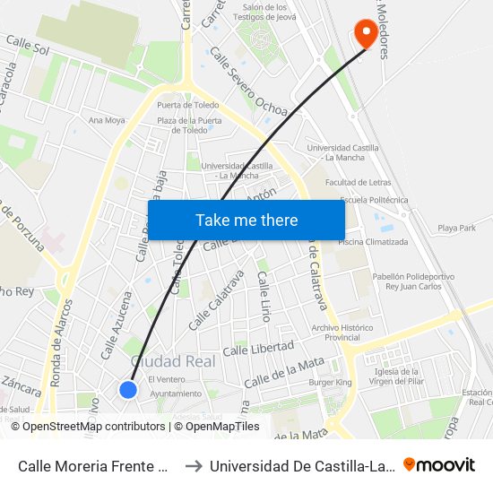 Calle Moreria Frente Mercado to Universidad De Castilla-La Mancha map