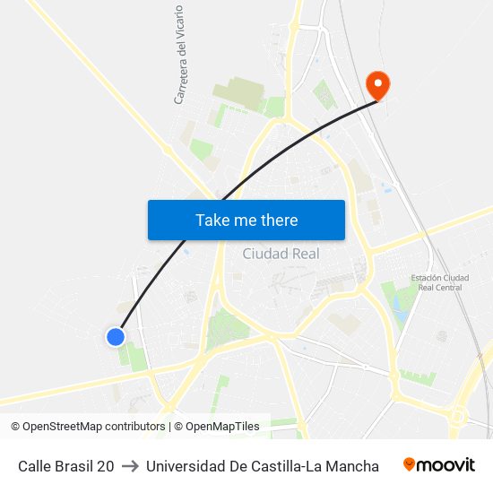 Calle Brasil 20 to Universidad De Castilla-La Mancha map