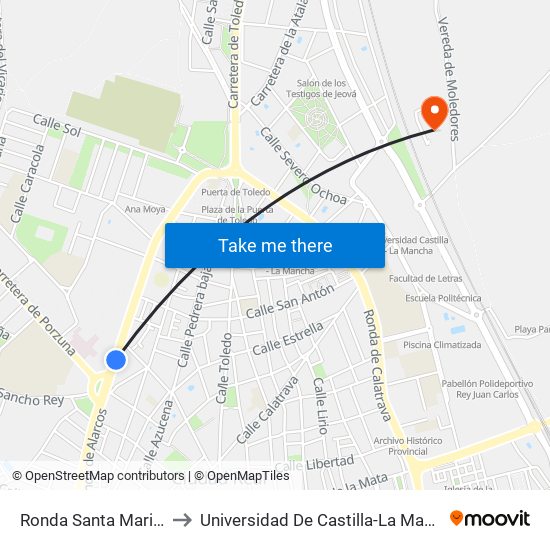 Ronda Santa Maria 6 to Universidad De Castilla-La Mancha map