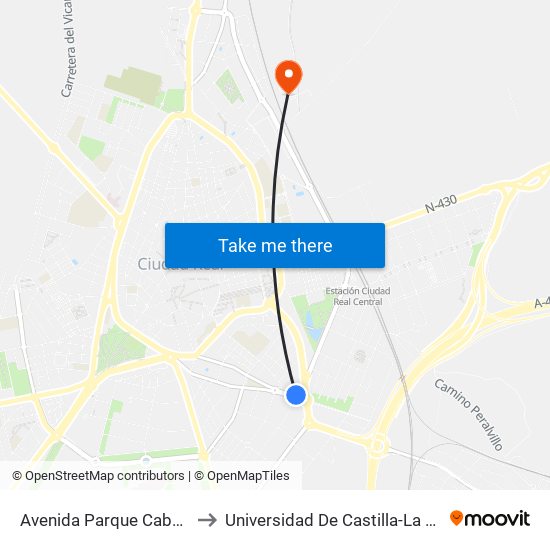 Avenida Parque Cabañeros to Universidad De Castilla-La Mancha map