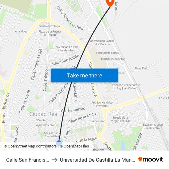 Calle San Francisco to Universidad De Castilla-La Mancha map