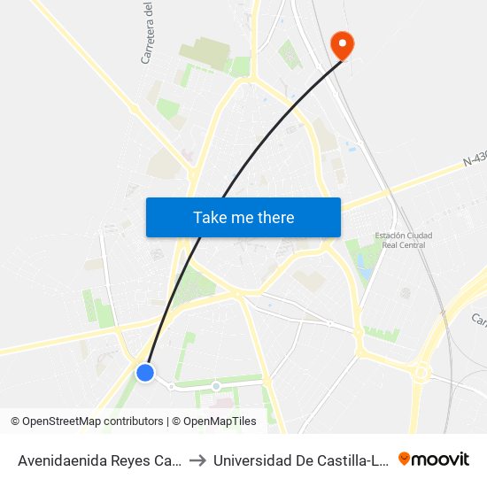 Avenidaenida Reyes Catolicos 5 to Universidad De Castilla-La Mancha map