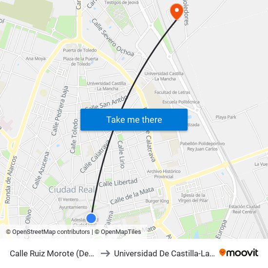 Calle Ruiz Morote (Despensa) to Universidad De Castilla-La Mancha map
