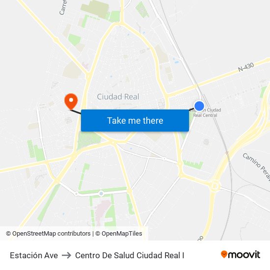 Estación Ave to Centro De Salud Ciudad Real I map