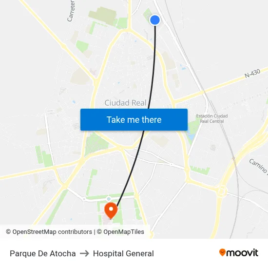 Parque De Atocha to Hospital General map