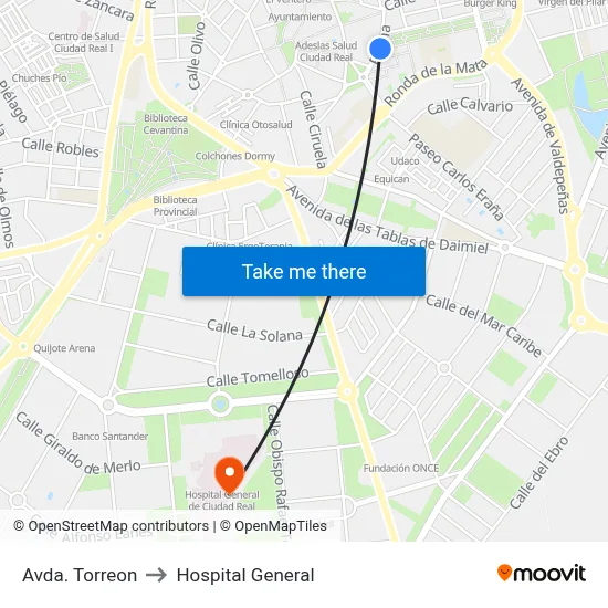 Avda. Torreon to Hospital General map