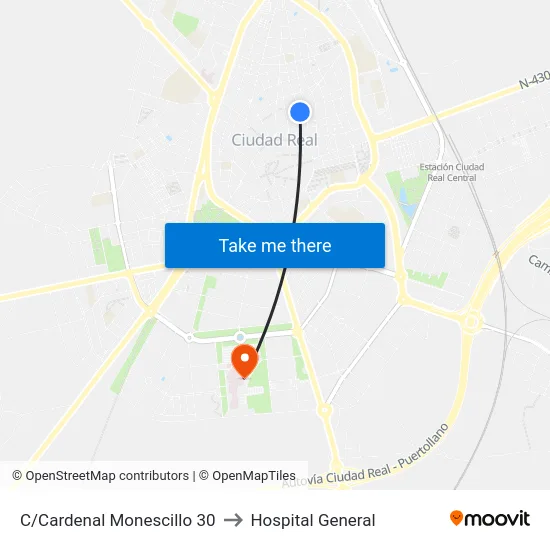 C/Cardenal Monescillo 30 to Hospital General map