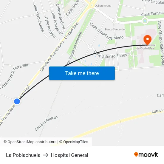 La Poblachuela to Hospital General map