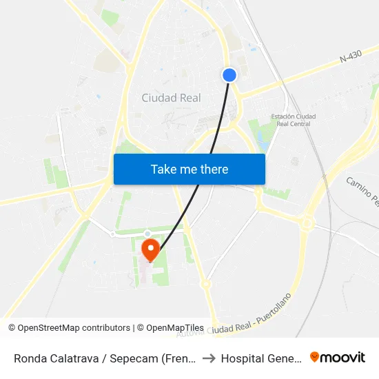 Ronda Calatrava / Sepecam (Frente) to Hospital General map