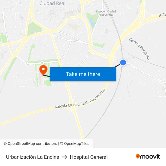 Urbanización La Encina to Hospital General map
