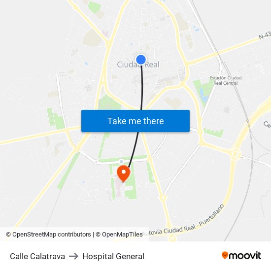 Calle Calatrava to Hospital General map