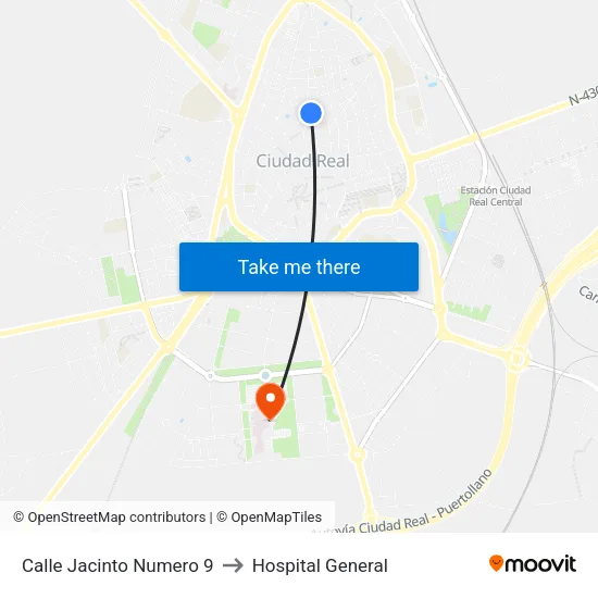 Calle Jacinto Numero 9 to Hospital General map