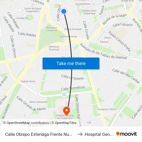 Calle Obispo Estenaga Frente Numero 1 to Hospital General map