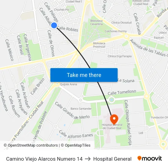 Camino Viejo Alarcos Numero 14 to Hospital General map