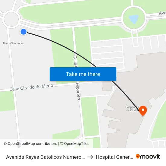 Avenida Reyes Catolicos Numero 7 to Hospital General map