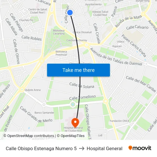 Calle Obispo Estenaga Numero 5 to Hospital General map