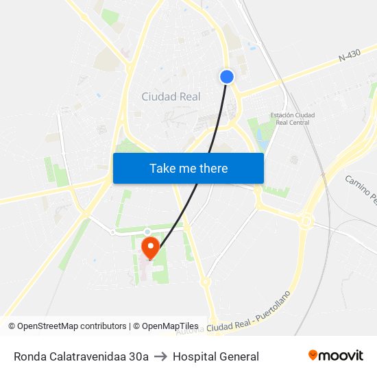 Ronda Calatravenidaa 30a to Hospital General map