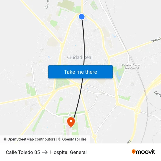 Calle Toledo 85 to Hospital General map
