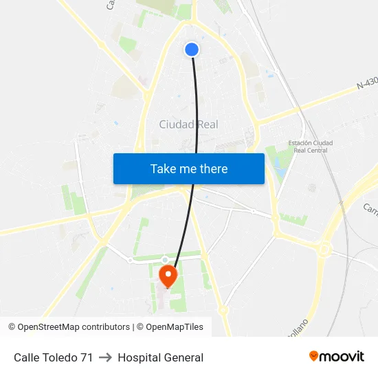 Calle Toledo 71 to Hospital General map