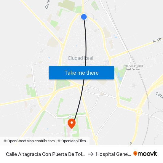 Calle Altagracia Con Puerta De Toledo to Hospital General map