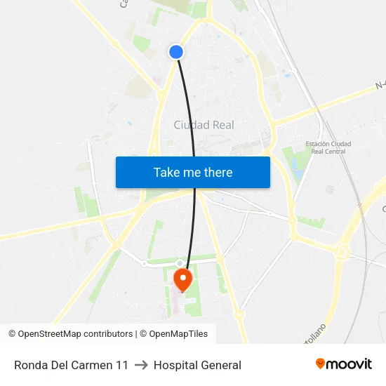 Ronda Del Carmen 11 to Hospital General map