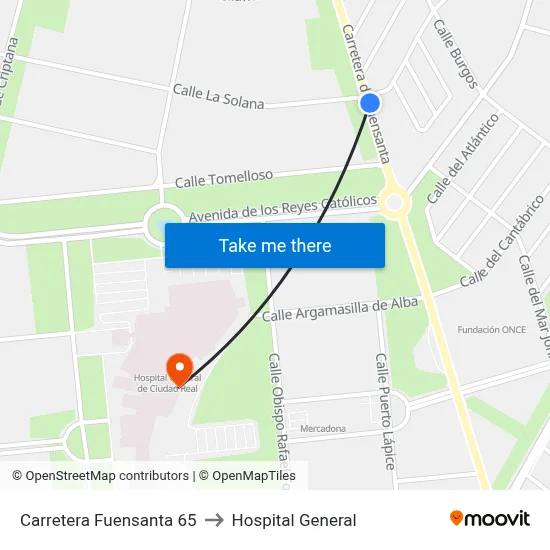 Carretera Fuensanta 65 to Hospital General map