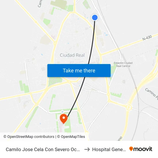 Camilo Jose Cela Con Severo Ochoa to Hospital General map